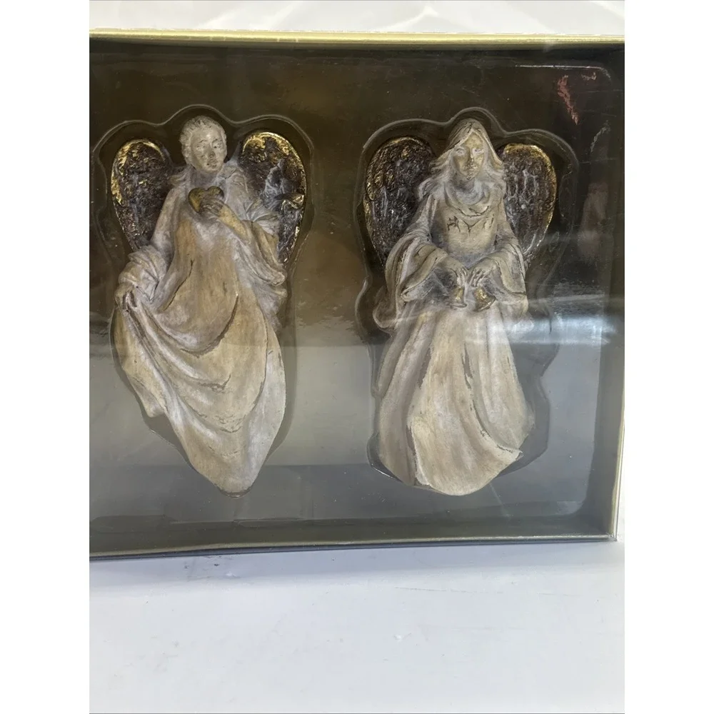 Schurman‎ Retail Group 2 Gold Distressed Christmas Angel Ornaments